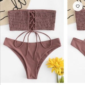 Brand New Rouched tie up bikini from Zaful